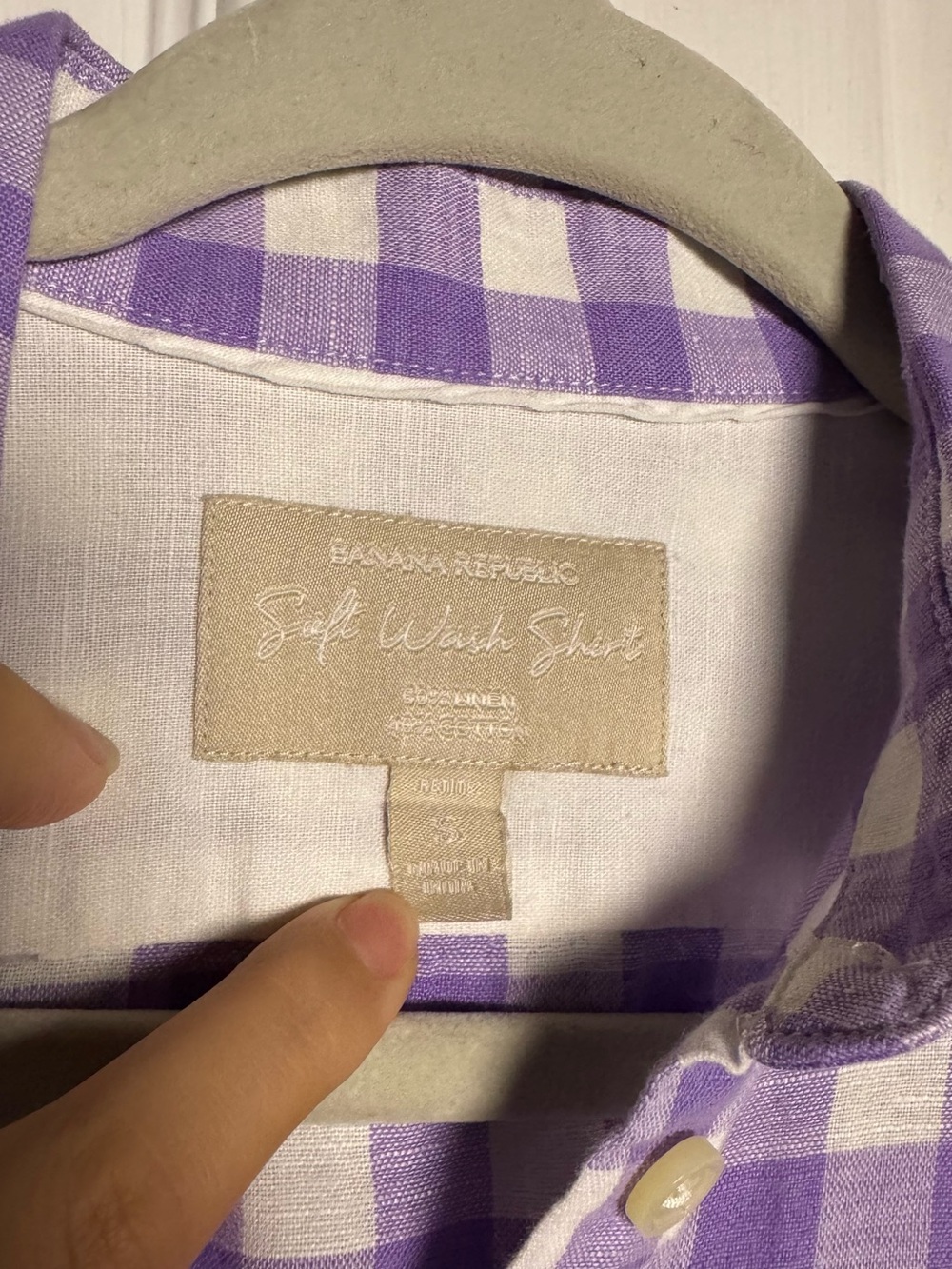 Banana Republic Soft-Wash Linen Cotton Gingham Button-Down Shirt Women’s Small - Picture 4 of 12